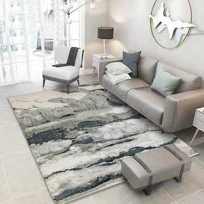 Grey Oriental Rug Polyester Ink Wash Painting Pattern Rug Washable Non-Slip Backing Carpet for Living Room Dark Gray Clearhalo 'Area Rug' 'Rug' 1608750