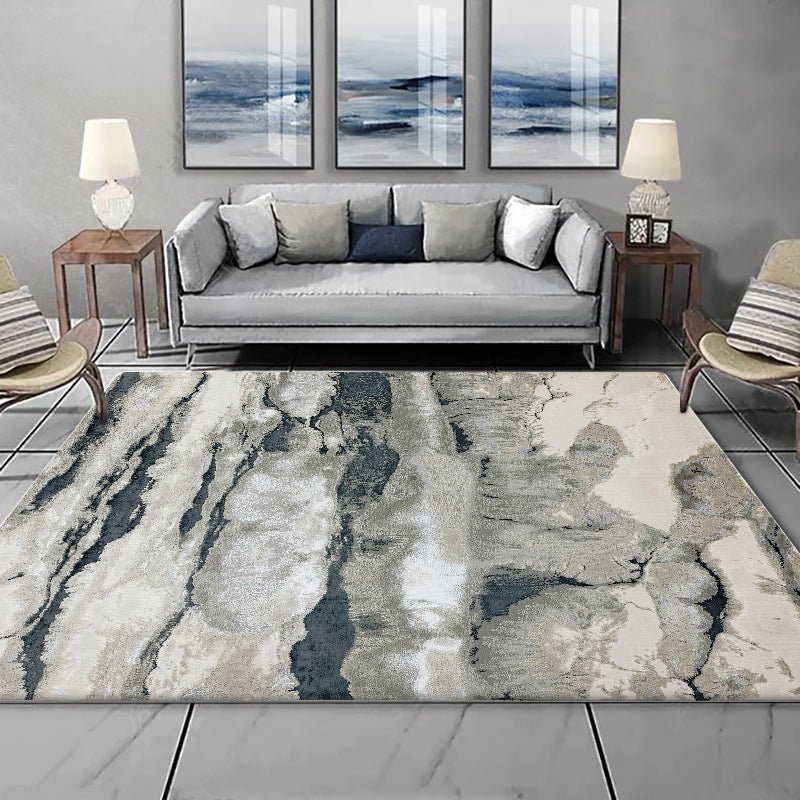 Grey Oriental Rug Polyester Ink Wash Painting Pattern Rug Washable Non-Slip Backing Carpet for Living Room Clearhalo 'Area Rug' 'Rug' 1608751