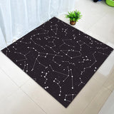 Modern Living Room Rug in Black Outer Space Constellation Print Rug Polyester Washable Area Rug Black