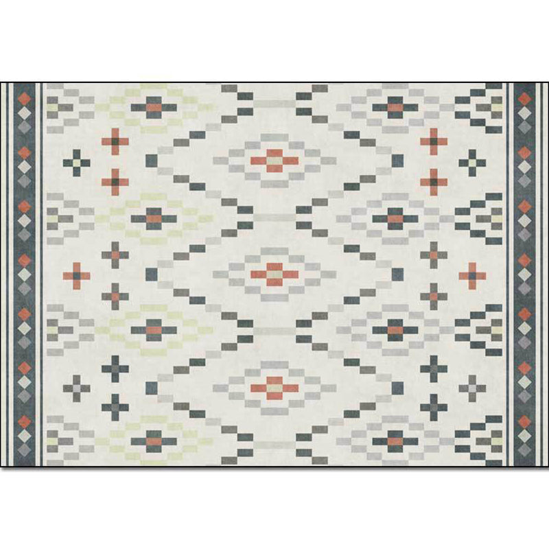 White Tribal Rug Polyester Geometric Pattern Rug Washable Non-Slip Backing Carpet for Living Room Clearhalo 'Area Rug' 'Rugs' 'Southwestern' Rug' 1608904