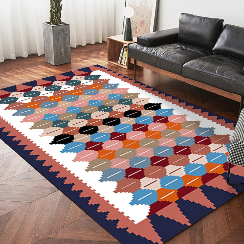 Vintage Tribal Pattern Rug White and Purple Traditional Rug Polyester Washable Anti-Slip Backing Area Rug for Bedroom Clearhalo 'Area Rug' 'Rugs' 'Southwestern' Rug' 1608911