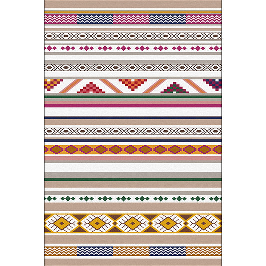 White Multicolor Tribal Rug Polyester Striped Pattern Rug Washable Non-Slip Backing Carpet for Living Room Clearhalo 'Area Rug' 'Rugs' 'Southwestern' Rug' 1608920