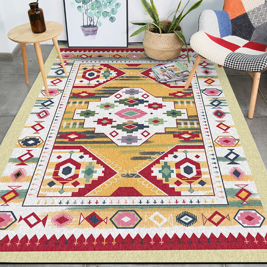 Yellow Tribal Rug Polyester Medallion Pattern Rug Washable Non-Slip Backing Carpet for Living Room Yellow Clearhalo 'Area Rug' 'Rugs' 'Southwestern' Rug' 1608934