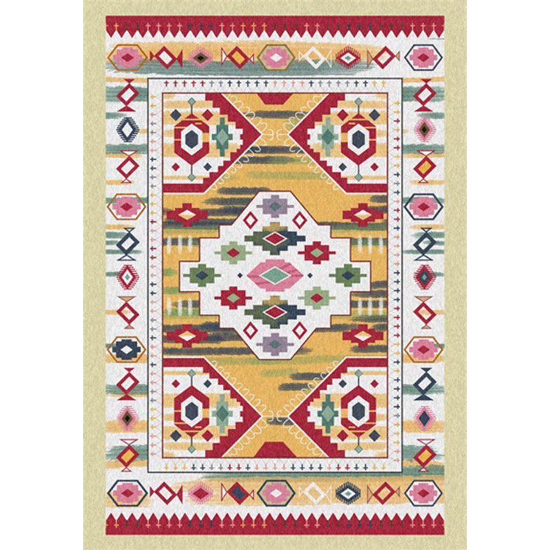 Yellow Tribal Rug Polyester Medallion Pattern Rug Washable Non-Slip Backing Carpet for Living Room Clearhalo 'Area Rug' 'Rugs' 'Southwestern' Rug' 1608936