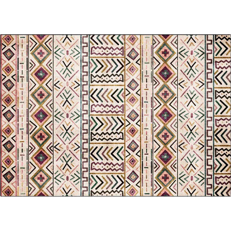 Beige Tribal Rug Polyester Geometric and Striped Pattern Rug Washable Non-Slip Backing Carpet for Living Room Clearhalo 'Area Rug' 'Rugs' 'Southwestern' Rug' 1608944