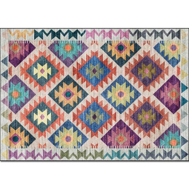 Mediterranean Checked Print Rug Multicolor Polyester Rug Machine Washable Non-Slip Area Rug for Living Room Clearhalo 'Area Rug' 'Moroccan' 'Rugs' Rug' 1608960