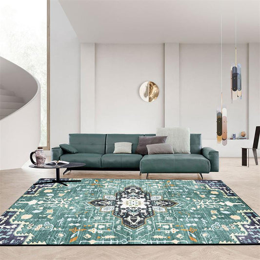 Green Persian Rug Polyester Medallion Print Rug Washable Non-Slip Backing Carpet for Living Room Clearhalo 'Area Rug' 'Moroccan' 'Rugs' Rug' 1609076