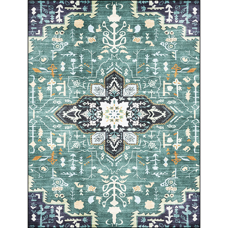 Green Persian Rug Polyester Medallion Print Rug Washable Non-Slip Backing Carpet for Living Room Clearhalo 'Area Rug' 'Moroccan' 'Rugs' Rug' 1609077