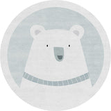 Unique Cartoon Bear Pattern Rug Grey Kids Rug Polyester Washable Non-Slip Area Rug for Nursery