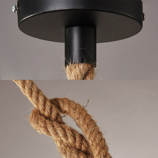 Hemp Rope House Suspended Light Lodge Stylish 1 Light Coffee Shop Ceiling Light Fixture in Beige Clearhalo 'Ceiling Lights' 'Industrial Pendants' 'Industrial' 'Middle Century Pendants' 'Pendant Lights' 'Pendants' 'Tiffany' Lighting' 160915