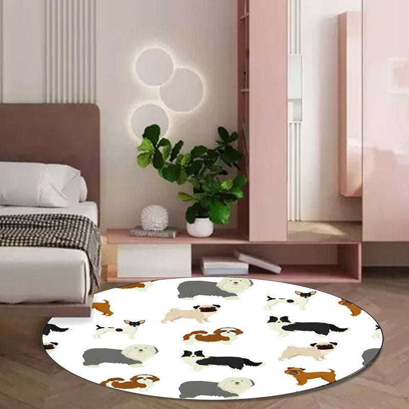 Cute Kids Rug in White Animal Dog Pattern Rug Polyester Washable Stain-Resistant Carpet for Nursery White Clearhalo 'Area Rug' 'Rug' 1609205
