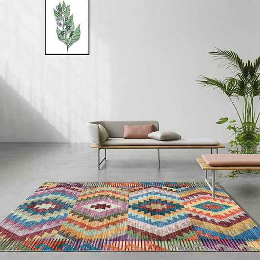 Yellow Multicolor Tribal Rug Polyester Geometric Pattern Rug Washable Non-Slip Backing Carpet for Living Room Yellow Clearhalo 'Area Rug' 'Rugs' 'Southwestern' Rug' 1609237