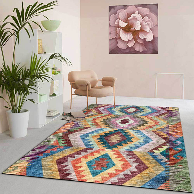 Yellow Multicolor Tribal Rug Polyester Geometric Pattern Rug Washable Non-Slip Backing Carpet for Living Room Clearhalo 'Area Rug' 'Rugs' 'Southwestern' Rug' 1609238