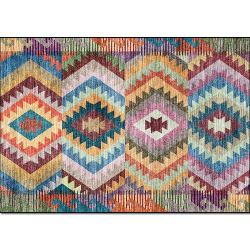 Yellow Multicolor Tribal Rug Polyester Geometric Pattern Rug Washable Non-Slip Backing Carpet for Living Room Clearhalo 'Area Rug' 'Rugs' 'Southwestern' Rug' 1609239