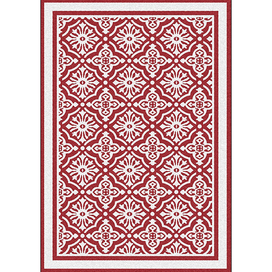 Red Persian Rug Polyester Floral Pattern Rug Washable Non-Slip Backing Carpet for Living Room Clearhalo 'Area Rug' 'Moroccan' 'Rugs' Rug' 1609271