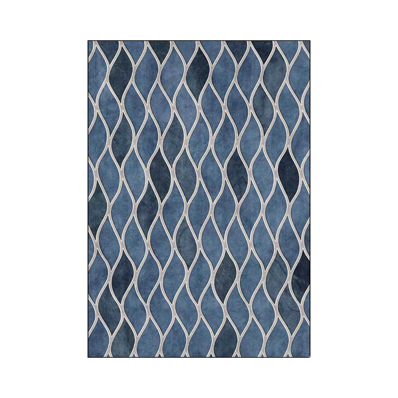 Funky Geometric Pattern Rug Blue Nordic Rug Polyester Washable Anti-Slip Backing Area Rug for Bedroom Clearhalo 'Area Rug' 'Modern' 'Rugs' Rug' 1609342