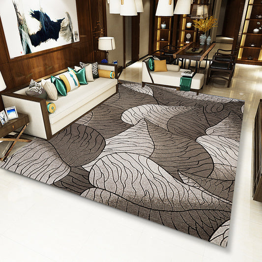 Brown and Grey Modern Rug Polyester Botanical Leaf Pattern Rug Washable Non-Slip Backing Carpet for Living Room Clearhalo 'Area Rug' 'Modern' 'Rugs' Rug' 1609349