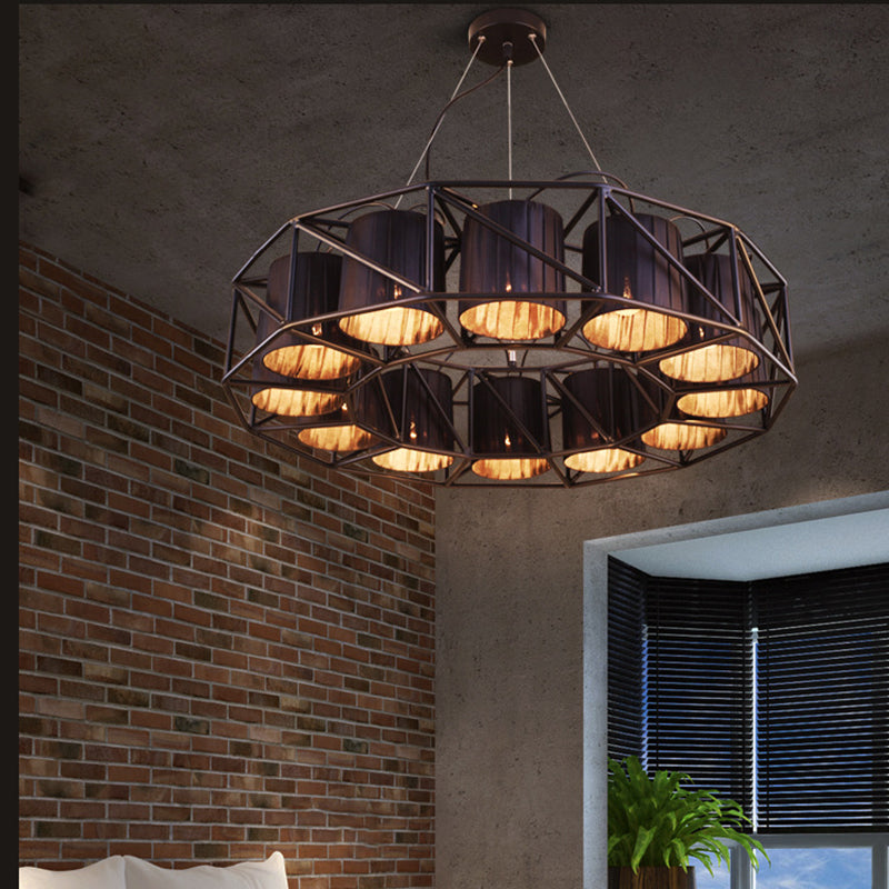 Black Multi-light Chandeliers Metal Round Vintage Hanging Fixtures for Living Room Black Clearhalo 'Ceiling Lights' 'Chandeliers' Lighting' options 160935_2ea7305e-568e-4f91-9e53-73994f743829