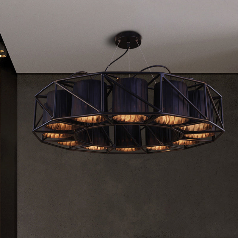 Black Multi-light Chandeliers Metal Round Vintage Hanging Fixtures for Living Room Clearhalo 'Ceiling Lights' 'Chandeliers' Lighting' options 160936