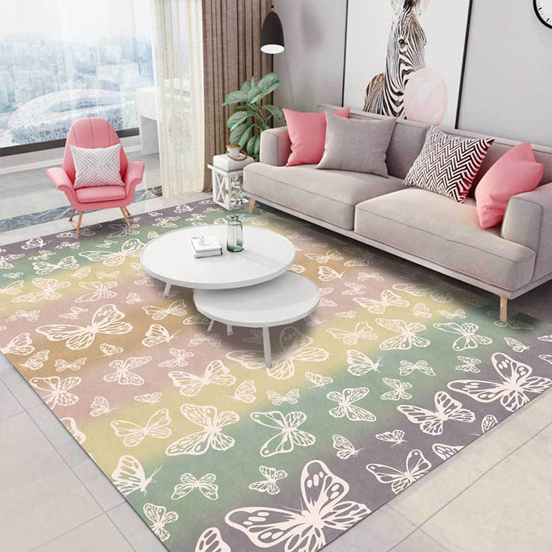 Multicolor Modern Rug Polyester Butterfly Pattern Rug Washable Non-Slip Backing Carpet for Living Room Pink Clearhalo 'Area Rug' 'Modern' 'Rugs' Rug' 1609366