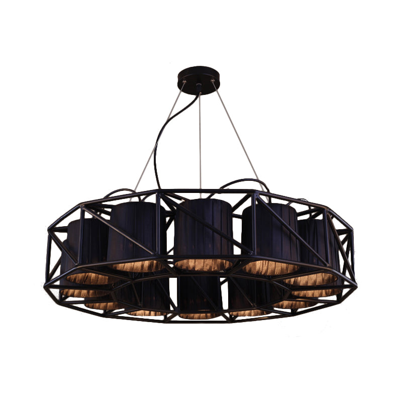 Black Multi-light Chandeliers Metal Round Vintage Hanging Fixtures for Living Room Clearhalo 'Ceiling Lights' 'Chandeliers' Lighting' options 160937