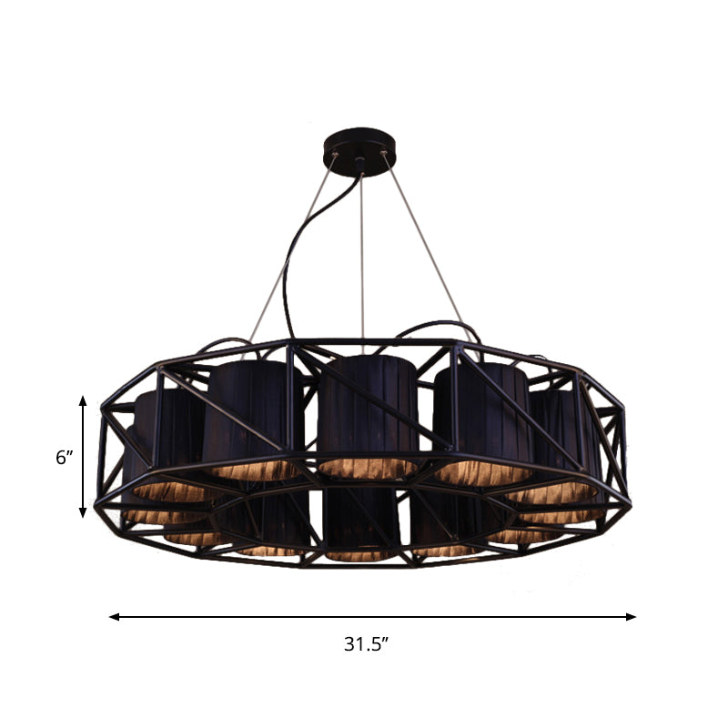 Black Multi-light Chandeliers Metal Round Vintage Hanging Fixtures for Living Room Clearhalo 'Ceiling Lights' 'Chandeliers' Lighting' options 160938