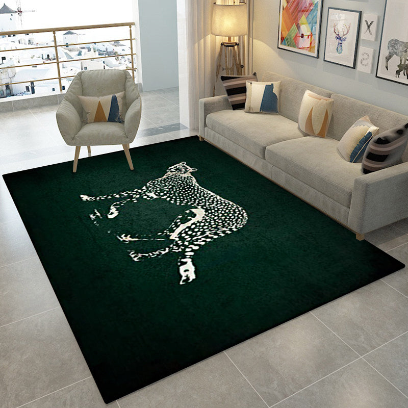 Dark Green Contemporary Rug Polyester Cheetah Print Rug Washable Non-Slip Backing Carpet for Living Room Dark Green Clearhalo 'Area Rug' 'Modern' 'Rugs' Rug' 1609411