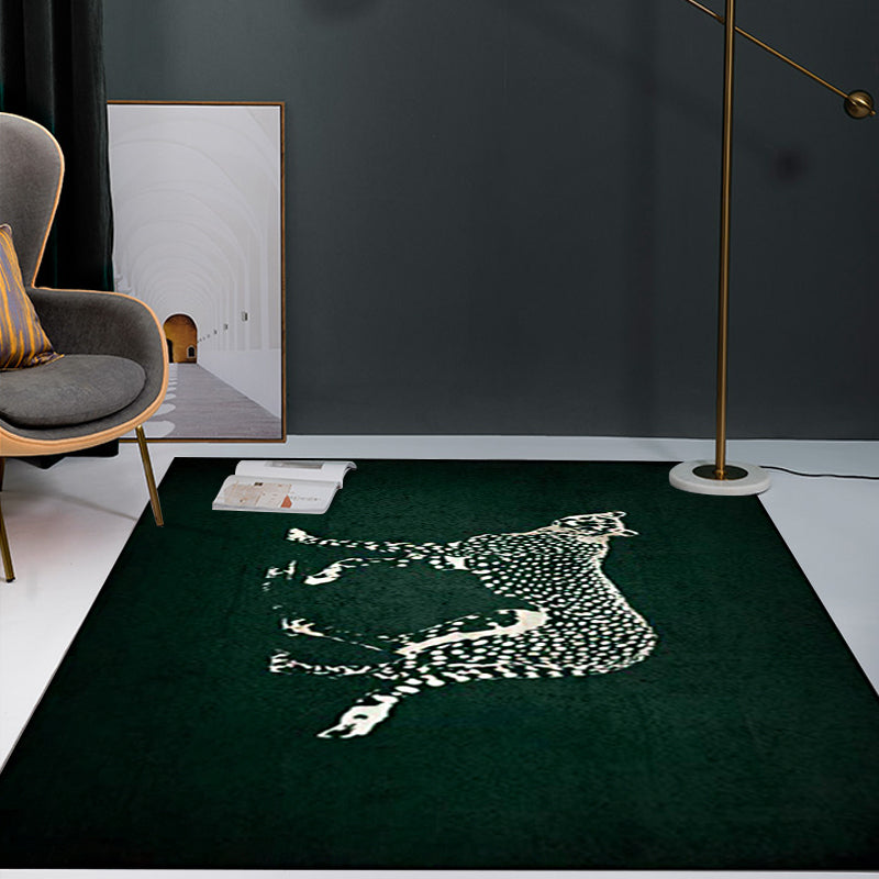 Dark Green Contemporary Rug Polyester Cheetah Print Rug Washable Non-Slip Backing Carpet for Living Room Clearhalo 'Area Rug' 'Modern' 'Rugs' Rug' 1609412