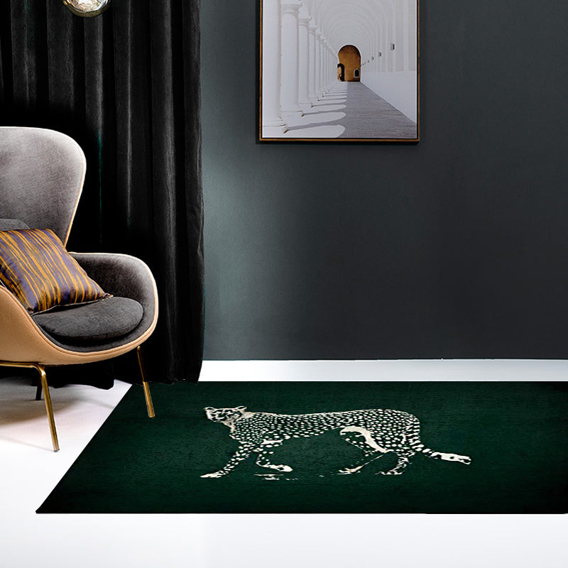 Dark Green Contemporary Rug Polyester Cheetah Print Rug Washable Non-Slip Backing Carpet for Living Room Clearhalo 'Area Rug' 'Modern' 'Rugs' Rug' 1609413