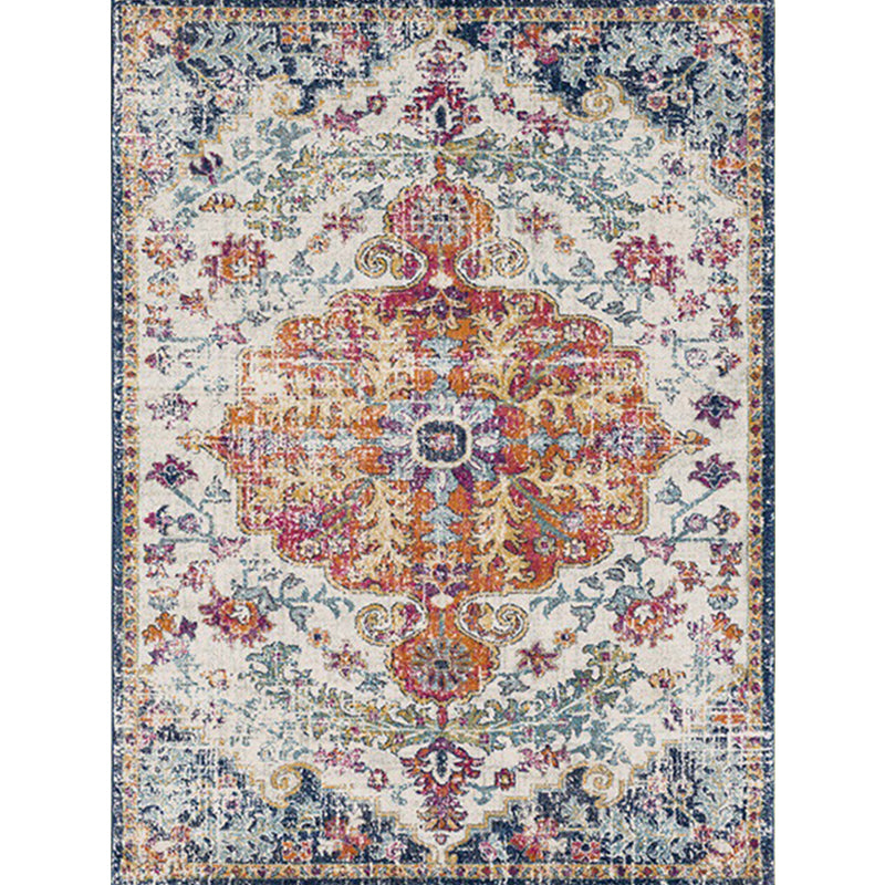 Orange Moroccan Rug Polyester Medallion Pattern Rug Washable Non-Slip Backing Carpet for Living Room Clearhalo 'Area Rug' 'Moroccan' 'Rugs' Rug' 1609431