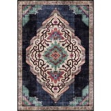 Vintage Medallion Pattern Rug Black Polyester Rug Machine Washable Non-Slip Area Rug for Living Room Blue Clearhalo 'Area Rug' 'Moroccan' 'Rugs' Rug' 1609437