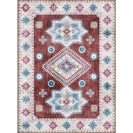 Whitewash Medallion Pattern Rug Red Moroccan Rug Polyester Machine Washable Anti-Slip Area Rug for Bedroom Clearhalo 'Area Rug' 'Moroccan' 'Rugs' Rug' 1609447