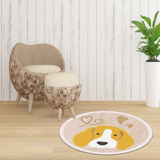 Yellow Kids Rug Polyester Dog and Heart Print Rug Washable Non-Slip Backing Carpet for Kids' Room Clearhalo 'Area Rug' 'Rug' 1609467