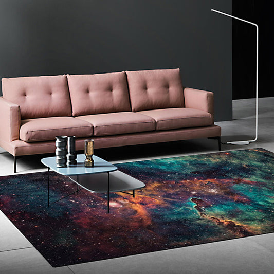 Minimalist Modern Rug in Green and Orange Outer Space Nebula Pattern Rug Polyester Non-Slip Carpet for Home Decoration Clearhalo 'Area Rug' 'Modern' 'Rugs' Rug' 1609530