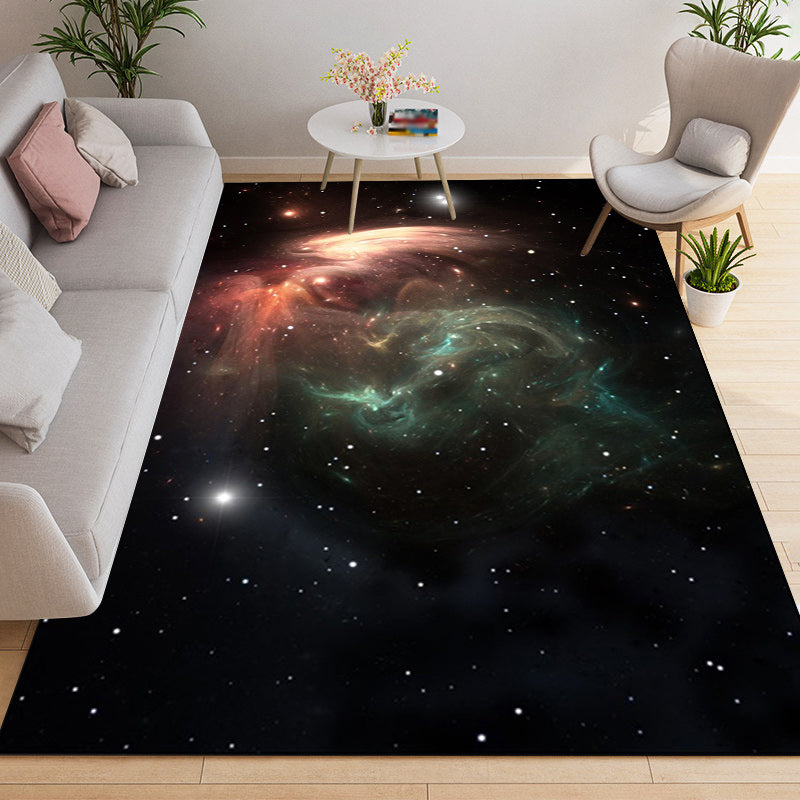 Megadeth Space Rug Modern Living Room Rug in Black Outer Space Nebula Print Rug Polyester ...
