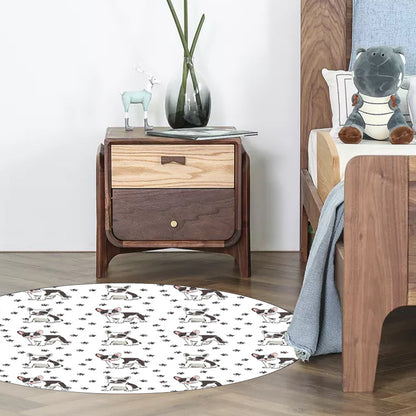 Kids Bedroom Rug in White Animal Dog Footprint Print Rug Polyester Anti-Slip Backing Pet Friendly Area Rug White Clearhalo 'Area Rug' 'Rug' 1609585