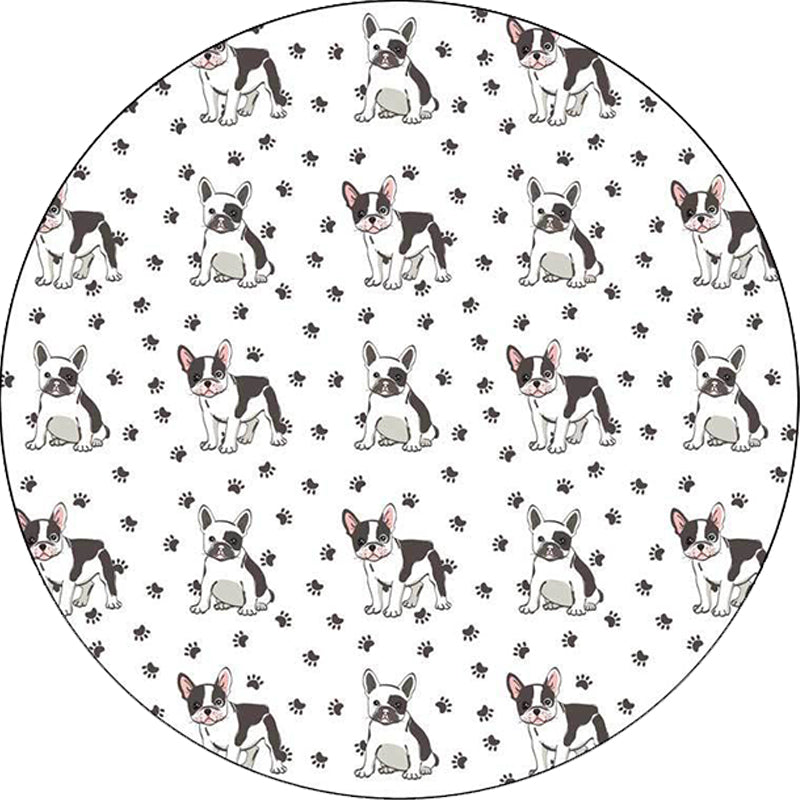 Kids Bedroom Rug in White Animal Dog Footprint Print Rug Polyester Anti-Slip Backing Pet Friendly Area Rug Clearhalo 'Area Rug' 'Rug' 1609587