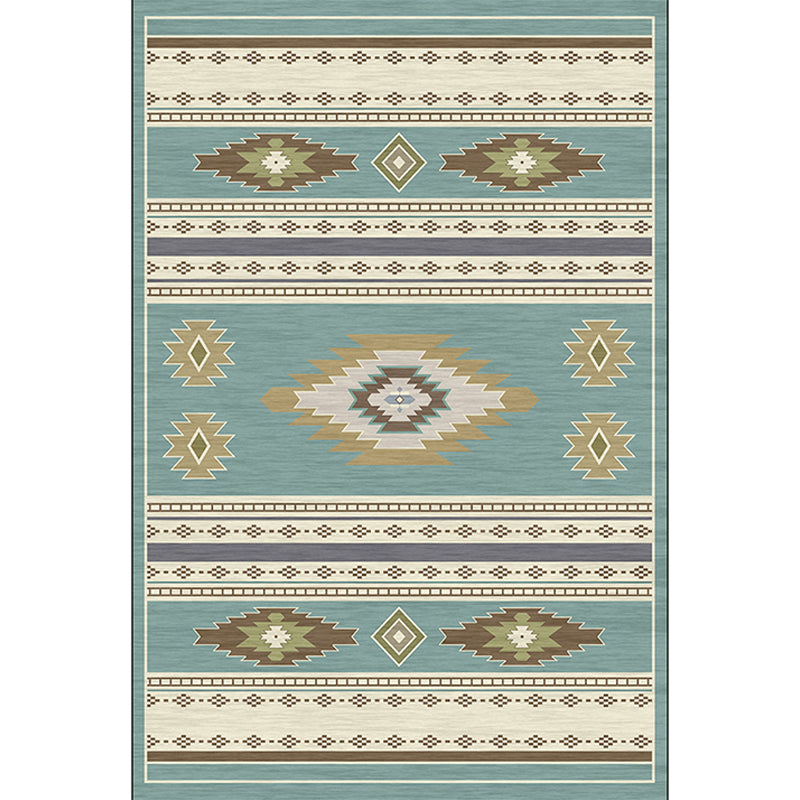 Unique Geometric Pattern Rug Blue and Green Vintage Rug Polyester Washable Anti-Slip Backing Area Rug for Bedroom Clearhalo 'Area Rug' 'Rugs' 'Southwestern' Rug' 1609611