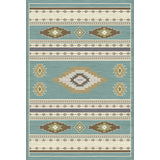 Unique Geometric Pattern Rug Blue and Green Vintage Rug Polyester Washable Anti-Slip Backing Area Rug for Bedroom Clearhalo 'Area Rug' 'Rugs' 'Southwestern' Rug' 1609611