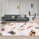 Contemporary Animals Pattern Rug Black and White Polyester Rug Machine Washable Non-Slip Area Rug for Bedroom Grey