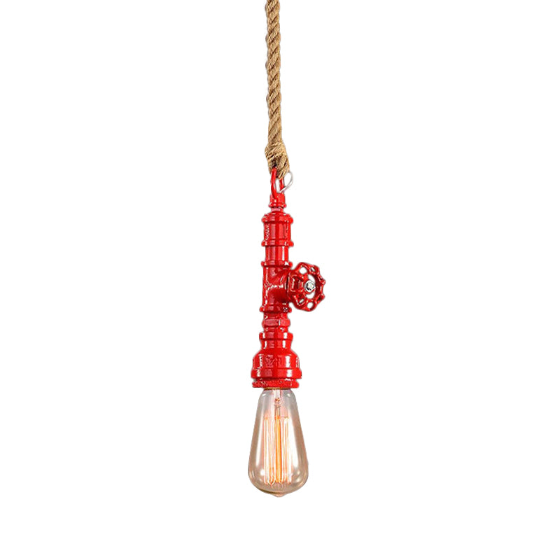 Red/Blue Finish Pipe Ceiling Light Fixture Industrial Style Iron 1 Light Stairway Suspended Lamp Red Clearhalo 'Art Deco Pendants' 'Cast Iron' 'Ceiling Lights' 'Ceramic' 'Crystal' 'Industrial Pendants' 'Industrial' 'Metal' 'Middle Century Pendants' 'Pendant Lights' 'Pendants' 'Tiffany' Lighting' 160969