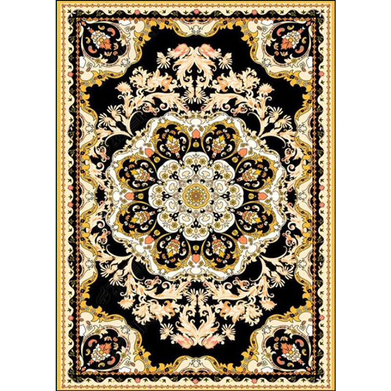 Moroccan Medallion Pattern Rug with Floral Green Polyester Rug Machine Washable Non-Slip Area Rug for Living Room Clearhalo 'Area Rug' 'Moroccan' 'Rugs' Rug' 1609696