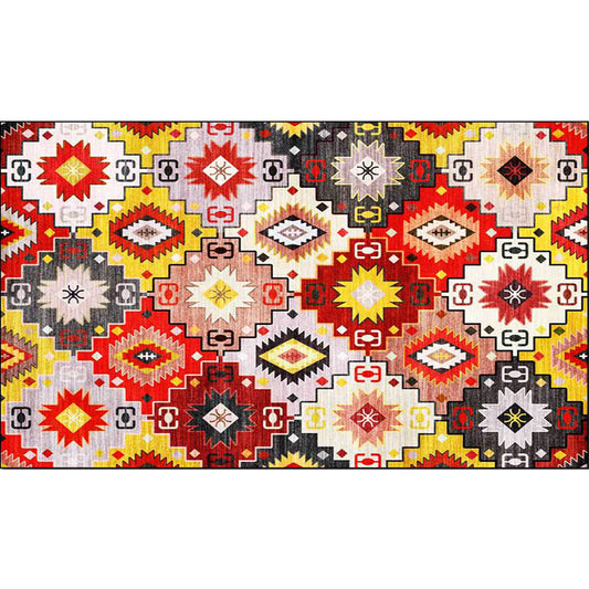 Red Multicolor Mediterranean Rug Polyester Azulejos Print Rug Washable Non-Slip Backing Carpet for Living Room Clearhalo 'Area Rug' 'Moroccan' 'Rugs' Rug' 1609720