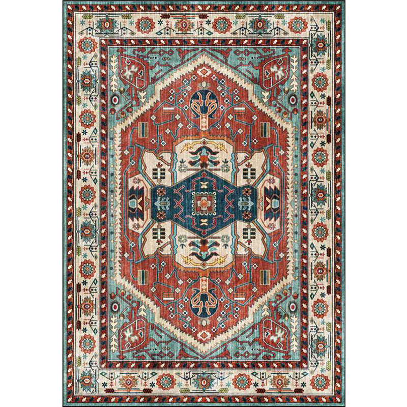 Vintage Medallion Pattern Rug Red and Green Polyester Rug Machine Washable Non-Slip Area Rug for Living Room Clearhalo 'Area Rug' 'Moroccan' 'Rugs' Rug' 1609728