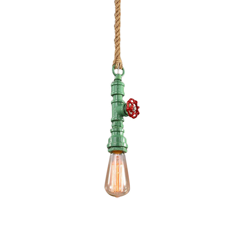 Red/Blue Finish Pipe Ceiling Light Fixture Industrial Style Iron 1 Light Stairway Suspended Lamp Green Clearhalo 'Art Deco Pendants' 'Cast Iron' 'Ceiling Lights' 'Ceramic' 'Crystal' 'Industrial Pendants' 'Industrial' 'Metal' 'Middle Century Pendants' 'Pendant Lights' 'Pendants' 'Tiffany' Lighting' 160973