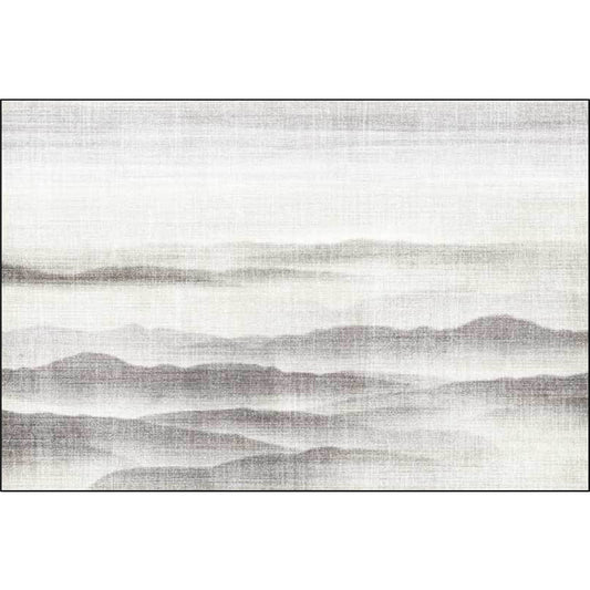 Vintage Ink Wash Painting Rug with Mountain Grey Polyester Rug Machine Washable Non-Slip Area Rug for Bedroom