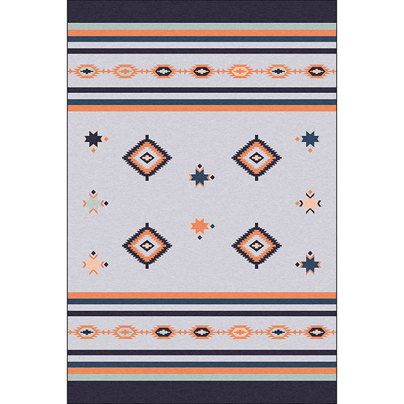 Black and Grey Tribal Rug Polyester Geometric and Striped Pattern Rug Washable Non-Slip Backing Carpet for Living Room Clearhalo 'Area Rug' 'Rugs' 'Southwestern' Rug' 1609776