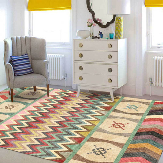 Americana Tribal Striped Print Rug Yellow Polyester Rug Machine Washable Non-Slip Area Rug for Living Room Clearhalo 'Area Rug' 'Rugs' 'Southwestern' Rug' 1609783