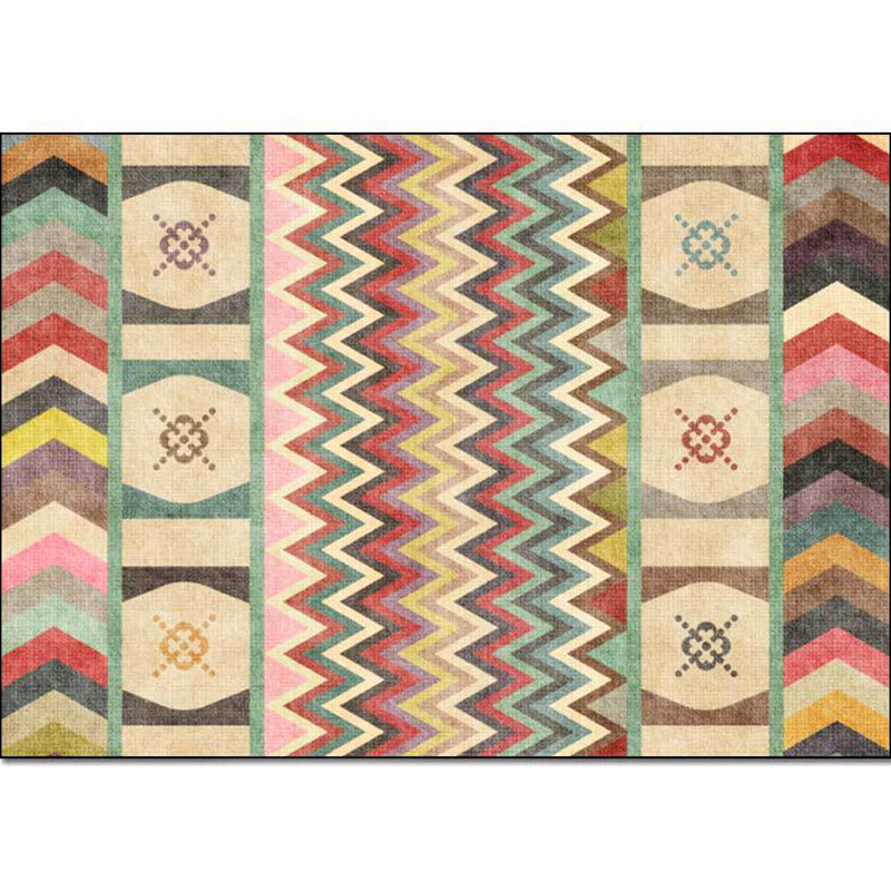 Americana Tribal Striped Print Rug Yellow Polyester Rug Machine Washable Non-Slip Area Rug for Living Room Clearhalo 'Area Rug' 'Rugs' 'Southwestern' Rug' 1609784