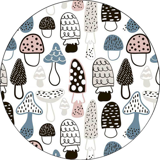 Kids Bedroom Rug in White Botanical Mushroom Print Rug Polyester Anti-Slip Backing Washable Area Rug Clearhalo 'Area Rug' 'Rug' 1609906